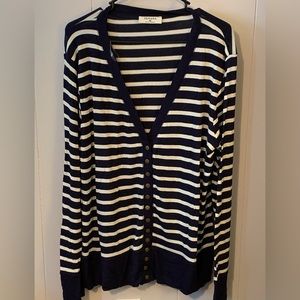NWT Zenana Navy & White Striped Snap up Cardigan , size 3x